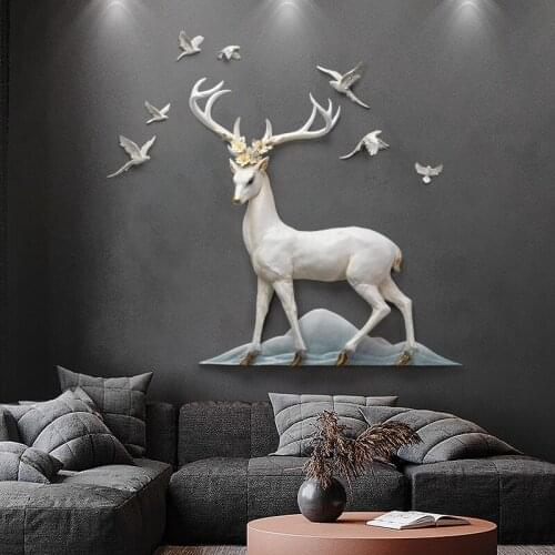 [HHT] Nordic Living Room Wall Decoration Sofa TV Background Wall Pendant Porch Bedroom Bedside Creative Ornaments Elk and Bird