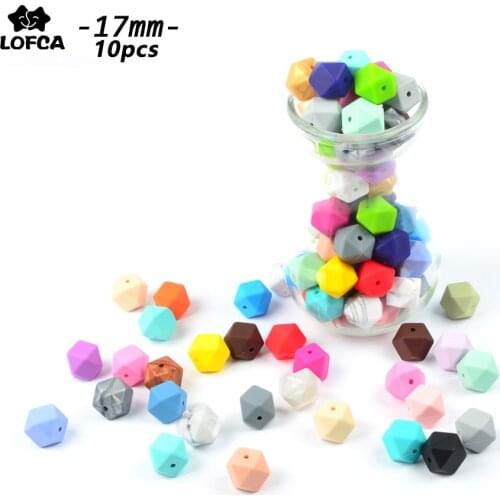 LOFCA 17mm 10pcs Hexagon Silicone Beads Baby Teether Baby Teething Toy BPA FREE Chewable Soft Food Grade High Quality Beads