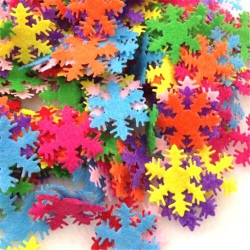 100pcs Padded Felt Mix Color Snowflake Appliques Craft Kids Doll Lots A275