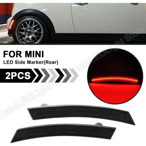 2Pcs For Mini Cooper R50 2002-2006 R52 2004-2008 R53 2002-2006 Rear LED Side Marker Light Lamp Smoke Red Light US Version