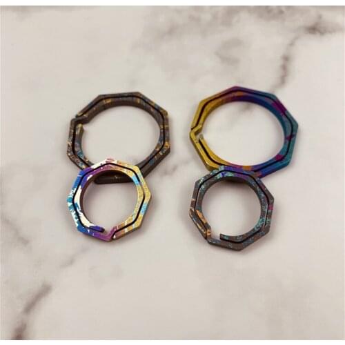 2 Pack Titanium alloy octagonal key ring Pure titanium ring hanging ring Keychain accessories buckle TC4 quick hanging ring
