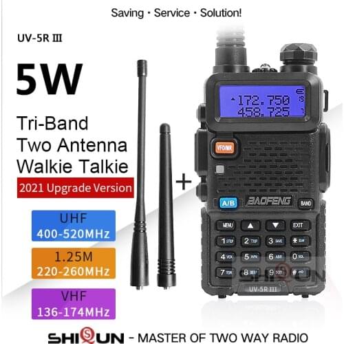 2021 Baofeng UV-5R III Tri-Band Walkie Talkie VHF 136-174Mhz/220-260Mhz/UHF 400-520Mhz Ham Radios 5W UV5R UV 5R Same as UV-5R A3
