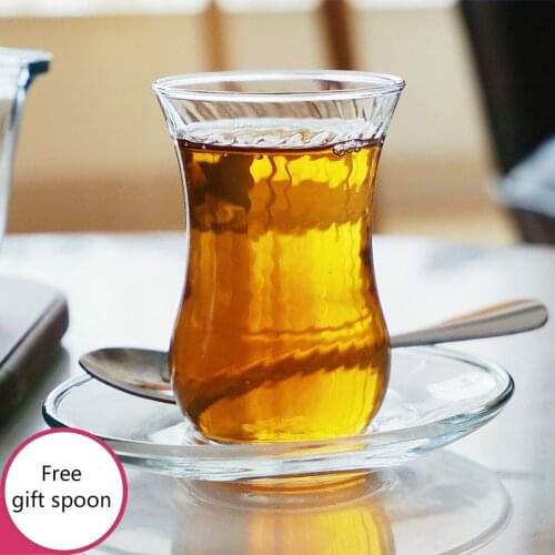 3 StylesVintage Red Tea Cup 115ml Classic Whiskey Shot Glass with Dish Spoon Coffee Cup Abstract Art Vodka Stemless Wine Glass