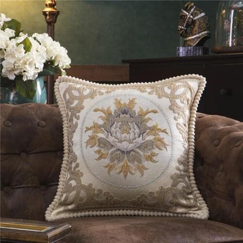 50x50cm Embroidered Flower Design Pillow Case Fabric Cushion Decorative Cushion Cover Body Bed Decoration Pillow Home Decor