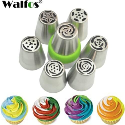 7PCS Cream Pastry Decorating Tips Set Stainless Steel Russian Tulip Icing Piping Cake Nozzles Cupcake Baking Tools