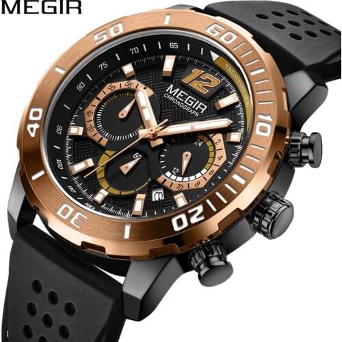 MEGIR Watch Men Sport Chronograph Date Military Army Male Clock Top Brand Luxury Silicone Business Cool Wristwatches 2021 New