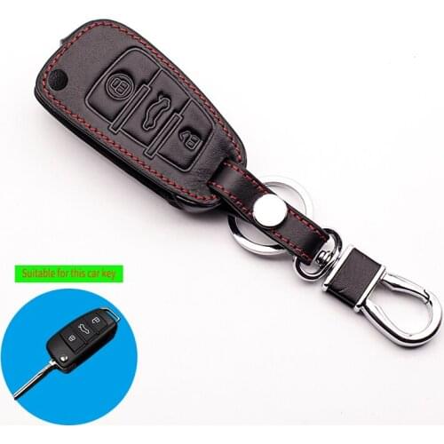 Hot sale classic design 100% leather car Key Cover Fit for Audi A3 S3 S4 S5 audi TTS Q2 Etc 3 buttons remote control Key Shell