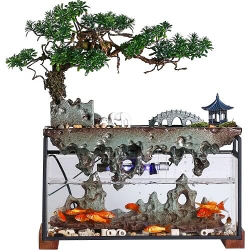 Flowing Water Ornaments Rockery Fountain Lucky Circulating Water Creative Simple Home Office Desk Surface Panel Fish Tank Gift
