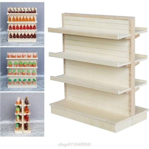 Wooden 1:12 Scale Dollhouse Miniature Supermarket Shelves for Food Drink Display Furniture Toys MY31 21 Dropshipping