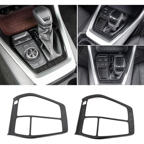 For Toyota Rav 4 Rav4 LHD 2019-2021 AT Gearbox Gear Shift Panel Frame Trim Stainless Steel Black Carbon Fiber Color