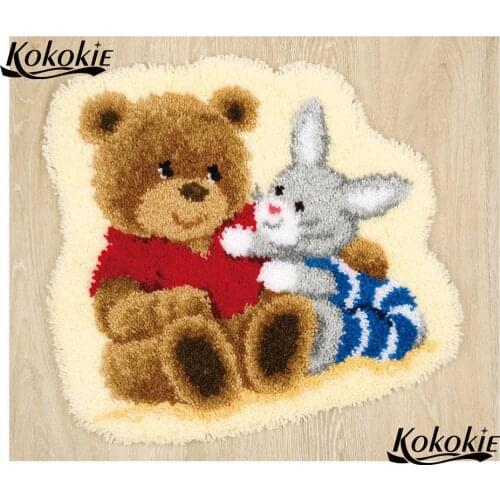 Bear latch hook kit rug canvas printing handwerken knooppakket diy 3d carpet embroidery crochet tapis accessories tapestry kits
