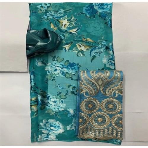 2+2+5 yards silk lace African Fabric African with George 100% silk set for women garmen LXE032601