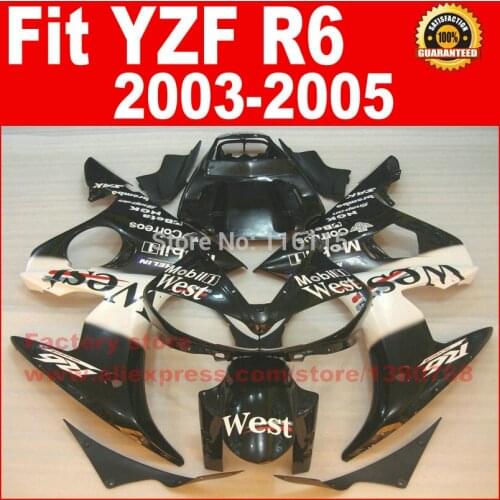 NEW HOT Body parts for YAMAHA R6 fairing kits 2003 2004 2005 WEST black YZF R6 fairing kit 03 04 05