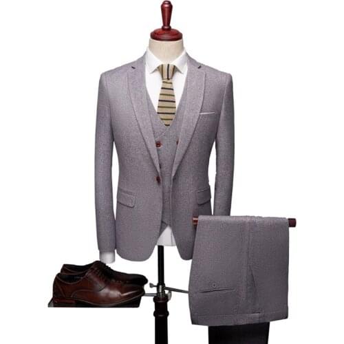 5 Color New Mens Thickening Hair Business Casual Suit Suit Three-piece Fashion Wedding Groom Dress Suit