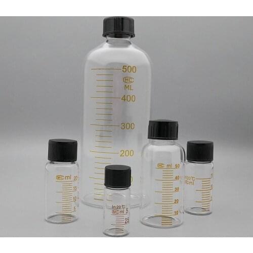 10pcs/4pcs/2pcs/1pcs 5ml To 1000ml Lab Scaled Borosilicate Glass Serum Bottle Sampling Round Reagent Bottle