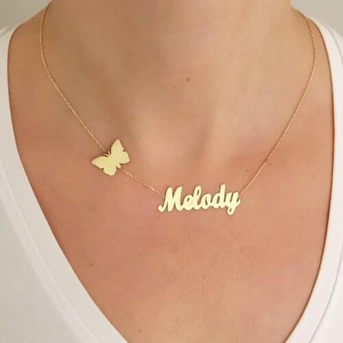 Fashion Cute Butterfly Heart Star Letter Necklace For Women Choker Chain Jewelry Gold Stainless Steel Wedding Memory Best Gifts