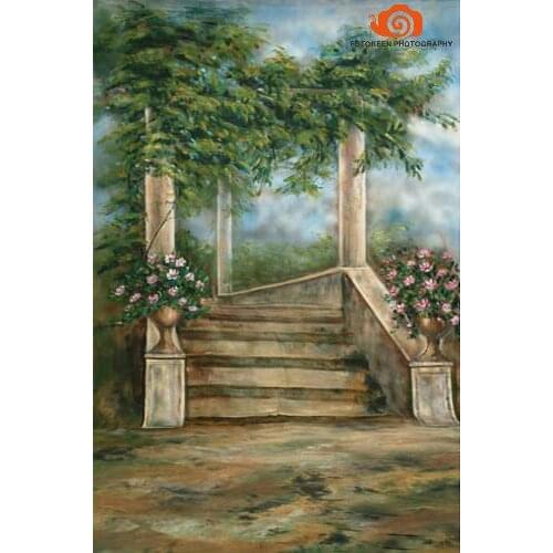 10x20ft/3x6m hand painted MUSLIN BACKDROP Spring garden SCENIC BACKGROUND,wedding photography backgrounds for photo studio