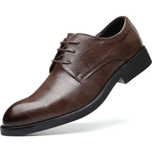 Mens Fashion Plaid Shoes Men Leather Dress Shoes Wedding Party Shoes Mens Business Office Oxfords Flats
