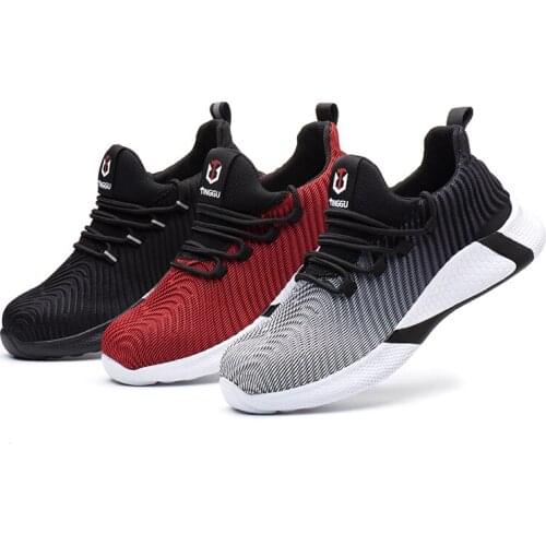 Mens Outdoor Breathable Mesh Steel Toe Anti Smashing Safety Shoes Mens Light Puncture Proof Comfortable Work Shoes Safety Boot