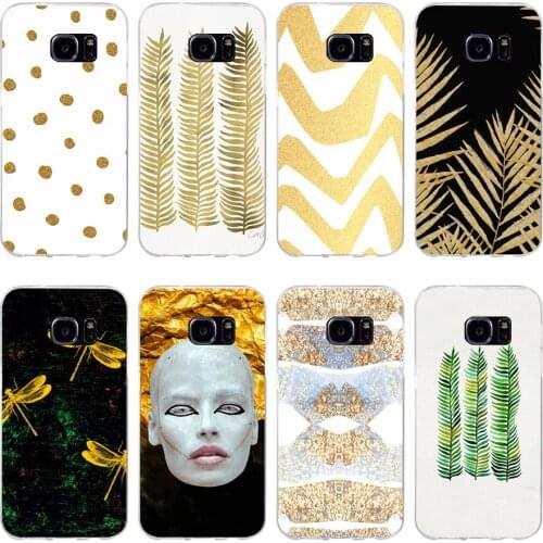 32H golden seaweed prints Soft TPU Silicone Cover Case for samsung Galaxy s6 s6 s7 edge s8 s9 plus case