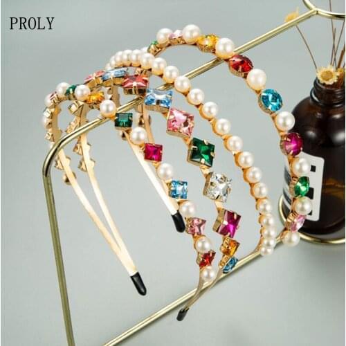 PROLY New Fashion Womens Hairband Shining Rhinestone Headband Classic Alloy Headwear Adult Hair Accessories Wholesale