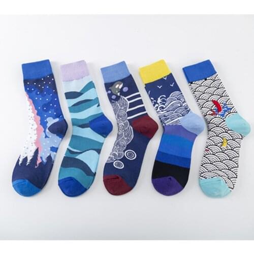 Peonfly Hiphop 2020 Cotton Mens Harajuku Happy Funny Poop Pills Alien Comb Dress Socks for Male Wedding Christmas Gift