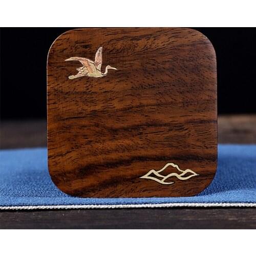 Chinese Style Solid Wood Tea Cup Tray For Office House Use Wooden Cup Pad With Base