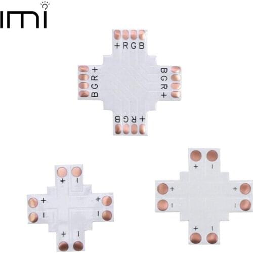 LED Strip Connector L Shape T Shape X Shape Free Welding Corner 2pin 4pin 5pin 10mm PCB Connector 5pcs/lot