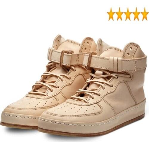 High Luxury Leather 100% Real Top Sneakers Unisex Handmade Designer Round Toe Casual Ankle Shoes Plus Size 45 Hip Hop Footwear