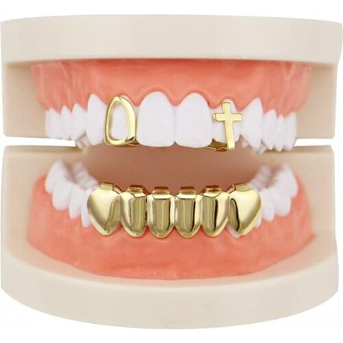 Lucky Sonny Hip Hop Teeth Grillz Rose Gold Silver Color Set Tooth Grillz Rapper Body Jewelry Dental Grillz Factory Free Shipping