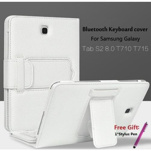 Removable Wireless Bluetooth Keyboard case For Samsung GALAXY Tab S2 8.0 T710 T715 R Portfolio Folio PU Leather Case Cover + Pen