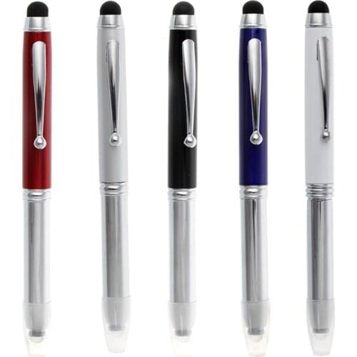 Capacitive Touch Screen Stylus Ballpoint Pen LED Flashlight For Ipad Iphone