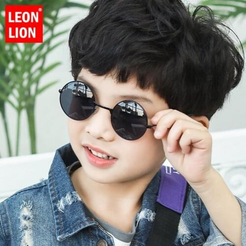 LeonLion 2021 Round Sunglasses Children Luxury Brand Sunglasses Children Cute Glasses For Boy/Girl Mirror Oculos De Sol Feminino