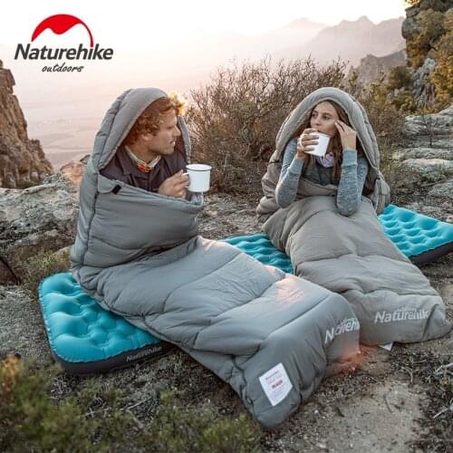 Naturehike Comfort Cotton Sleeping Bag Envelope Splicable Adult Sleeping Bags with Hood , Machine Washable Hollow Cotton Fabric