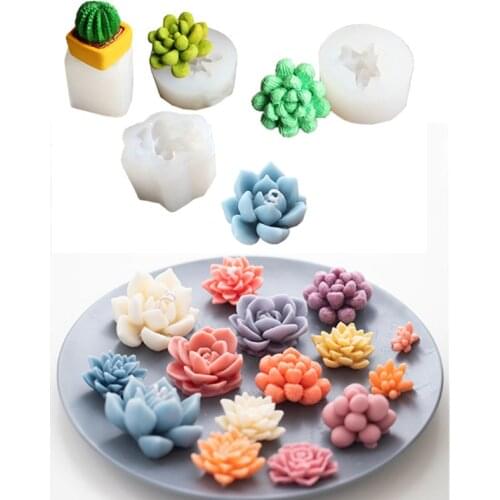 Succulents Potted Silicone Molds DIY Fondant Cake Chocolate Mold Sugar Crafts Soap Candle Accessories Kitchen Gadgets