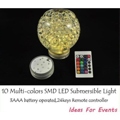 Wedding Souvenir 10leds Color Change Submersible Led Light Base, Remote Controlled Vase As Wedding Floralytes Floral Decoration