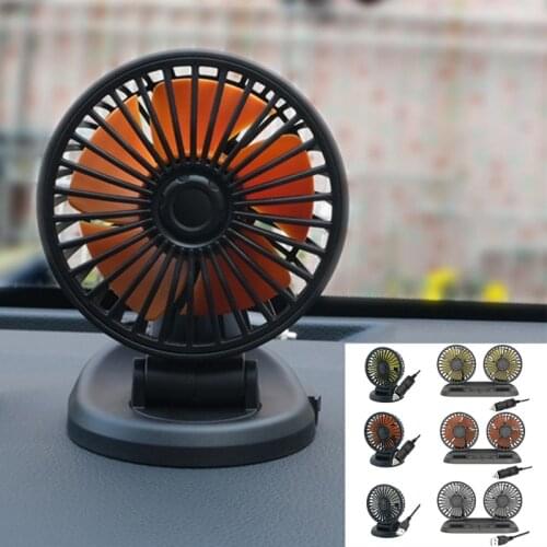 Electric Car Fan 3 Speed Dual Head Car Auto Cooling Air Circulator Fan for van Suv Rv Boat Auto Vehicles Summer