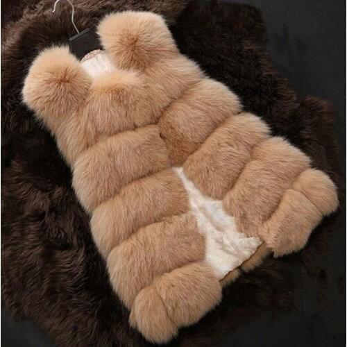 New fashion new Faux fur jacket Women faux fox fur vest round neck female coat Leather grass coat splicing new plus size 4xl