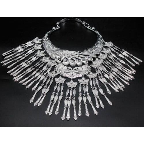Miao Necklace Sliver colour Phoenix Women Hmong Dacne Collar