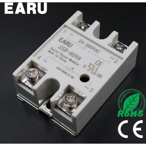 1pcs Solid State Relay Module SSR-60VA 60A 500K ohm TO 24-380V AC SSR 60VA Resistance Regulator