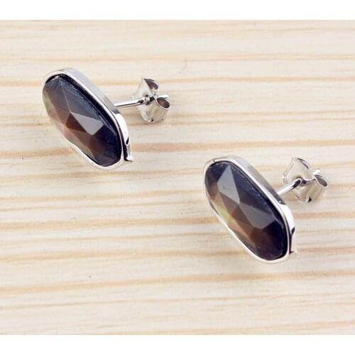 100-Unique Personalized 1 Pair Silver Plated Oval Shape Abalone Shell Stud Earring Elegant Womens Earring