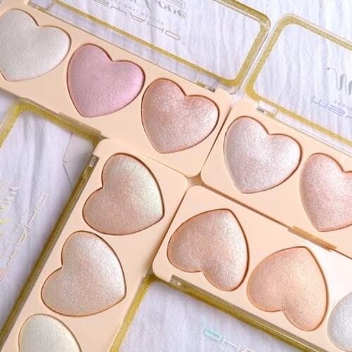 3 Color Face Highlighter Makeup Face Brighten Contouring Shimmer Shiny Liquid Highlighter Powder Palette Bronzer