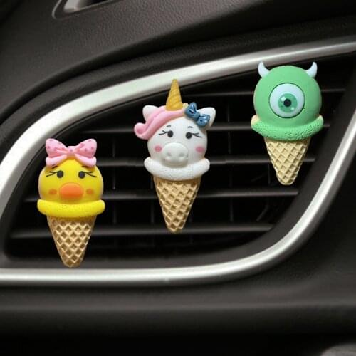 2 pcs Personalized Ice cream cone car decoration clip car air outlet cartoon lovely air conditioner mouth clip car decoration
