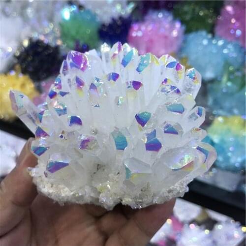 350-400g Rare beautiful flame-ring quartz crystal cluster specimen decorated aquarium wedding