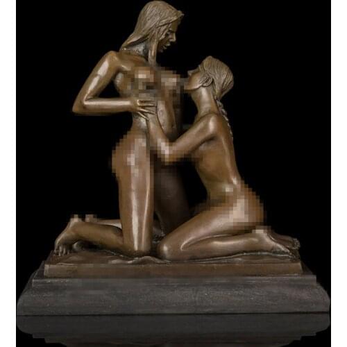 ArtsHom DS-569 Artwork Western Bronze Sculpture Nude Girl Statue Figurines Christmas Gifts