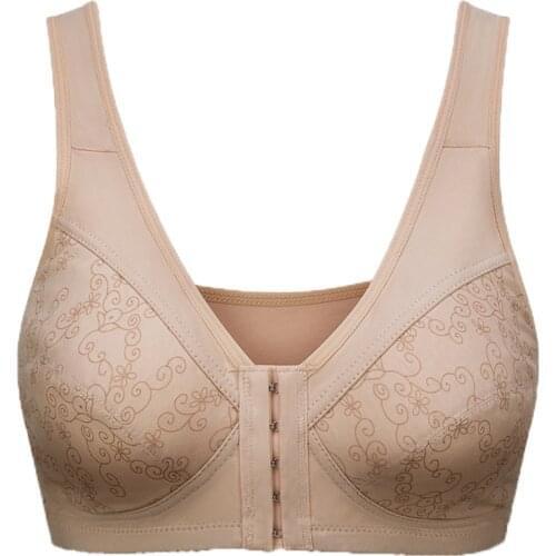 Cotton Vest-type Middle-aged and Elderly Bra Bralette Comfortable Breathable Without Steel Ring Underwear Front Buckle Lingerie