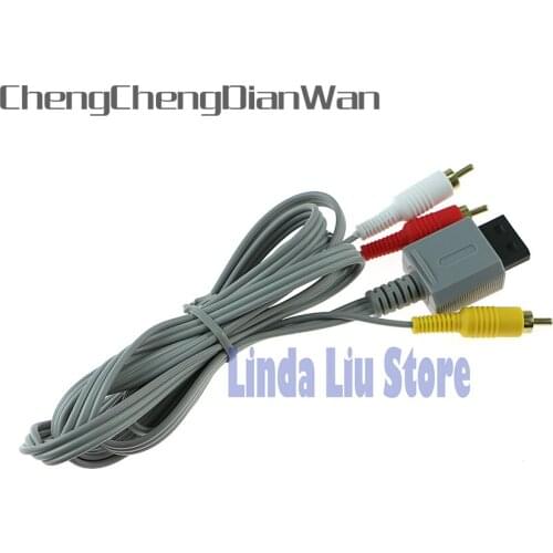 ChengChengDianWan For Wii Game Console Accessories 1.8m 6FT Audio Video AV /TV Composite RCA Cable Cord Grey 10pcs/lot