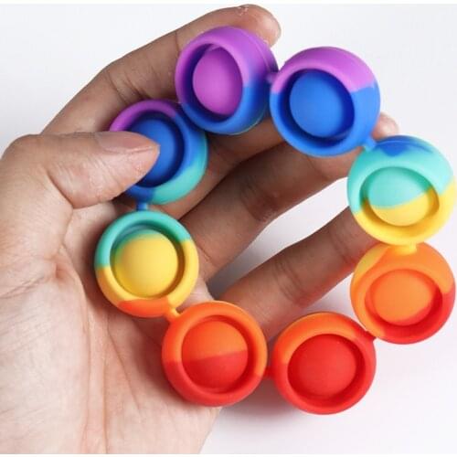 Bracelet children squeeze toy silicone bracelet beads fun finger rainbow popit