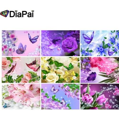 DIAPAI 100% Full Square/Round Drill 5D DIY Diamond Painting "Flower butterfly" 3D Embroidery Cross Stitch Home Decor