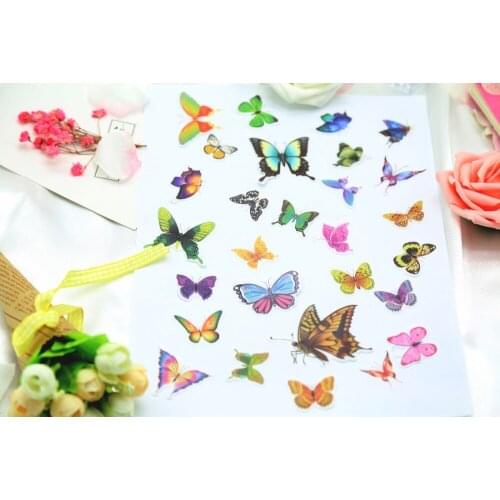 DIY Photo Ablum Scrapbooking Paper Diary Album Butterfly world Printed Stickers Wedding Decoration Stickers 28pcs/set